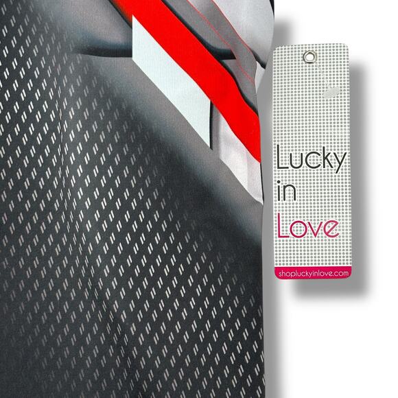 Lucky in Love Tech It Out Tennis Tank Top Womens Sz Small Fitted Gray Red - Picture 3 of 8